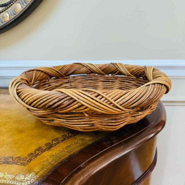 Large Circular Round Wicker Braided Twisted Boho Basket - Image 2