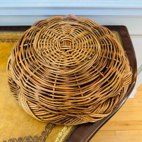 Large Circular Round Wicker Braided Twisted Boho Basket - Image 3