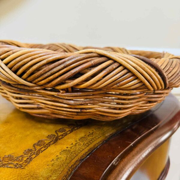 Large Circular Round Wicker Braided Twisted Boho Basket - Image 4