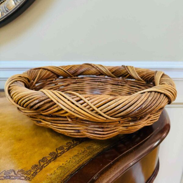 Large Circular Round Wicker Braided Twisted Boho Basket - Image 5