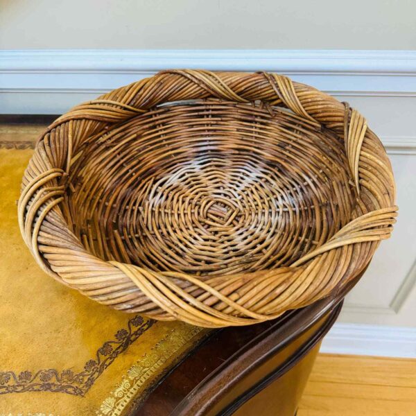 Large Circular Round Wicker Braided Twisted Boho Basket