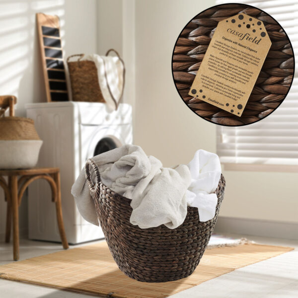 Large Hyacinth Boat Baskets with Handles, Wicker Storage Tote, Laundry, Blankets - Image 2