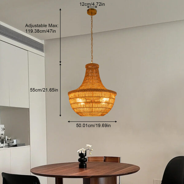 Large Pendant Light Rattan Lampshade Light Fixtures Hanging Ceiling Lamp Crafts - Image 2