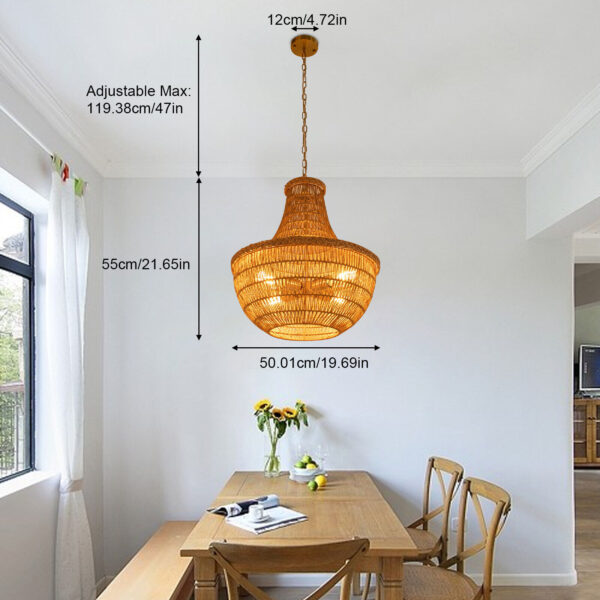 Large Pendant Light Rattan Lampshade Light Fixtures Hanging Ceiling Lamp Crafts - Image 3