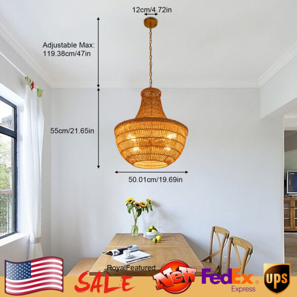 Large Pendant Light Rattan Lampshade Light Fixtures Hanging Ceiling Lamp Crafts