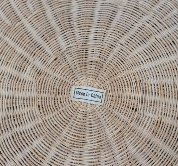 Large Round Rattan Wicker Tray Basket Boho Wall Decor Fine Tight Weave 14", Vtg - Image 5