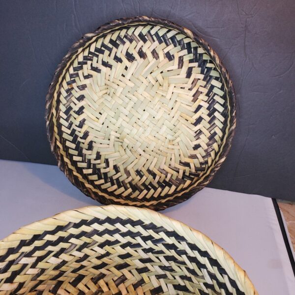 Large Vintage BoHo Tarahumara Basket With Lid Handmade Dark Light Mexico 10x5.5" - Image 5