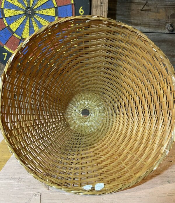 Large Vintage Mid Century Wicker Conical Lampshade 12” X 11” Spiral Pattern MCM - Image 5