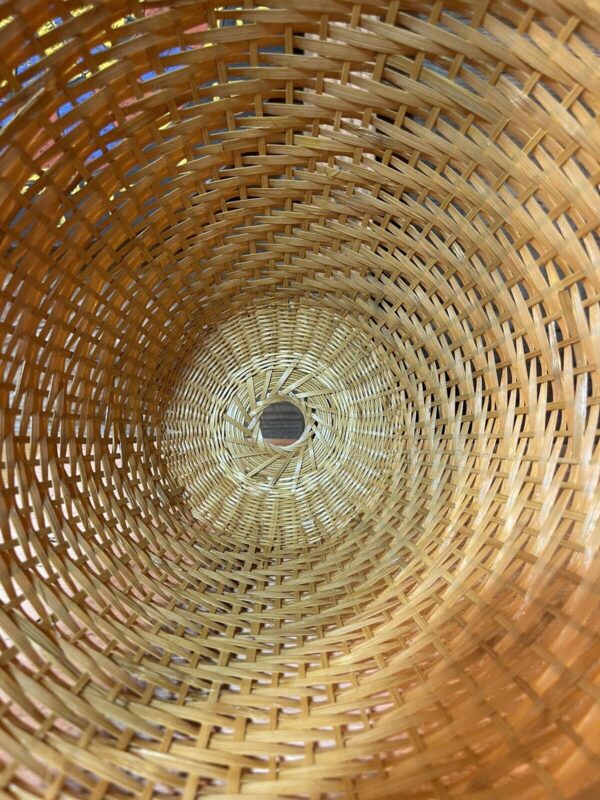 Large Vintage Mid Century Wicker Conical Lampshade 12” X 11” Spiral Pattern MCM - Image 6