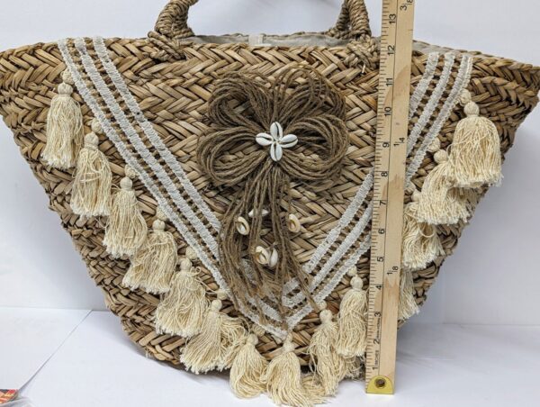 Large Woven Rattan Straw Tote Purse Bag Basket Boho - Image 3