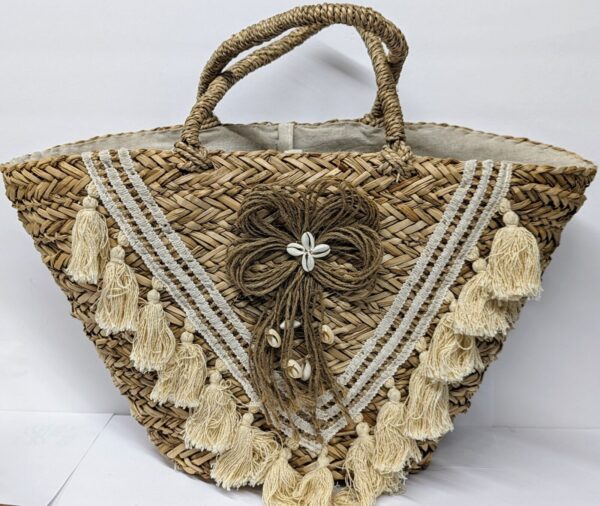 Large Woven Rattan Straw Tote Purse Bag Basket Boho