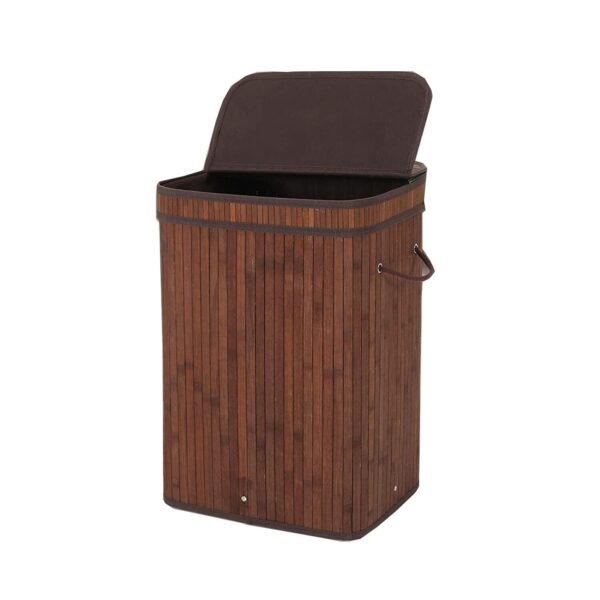 Laundry Hamper with Lid 72L Folding Bamboo Laundry Basket with Removable Liner - Image 2