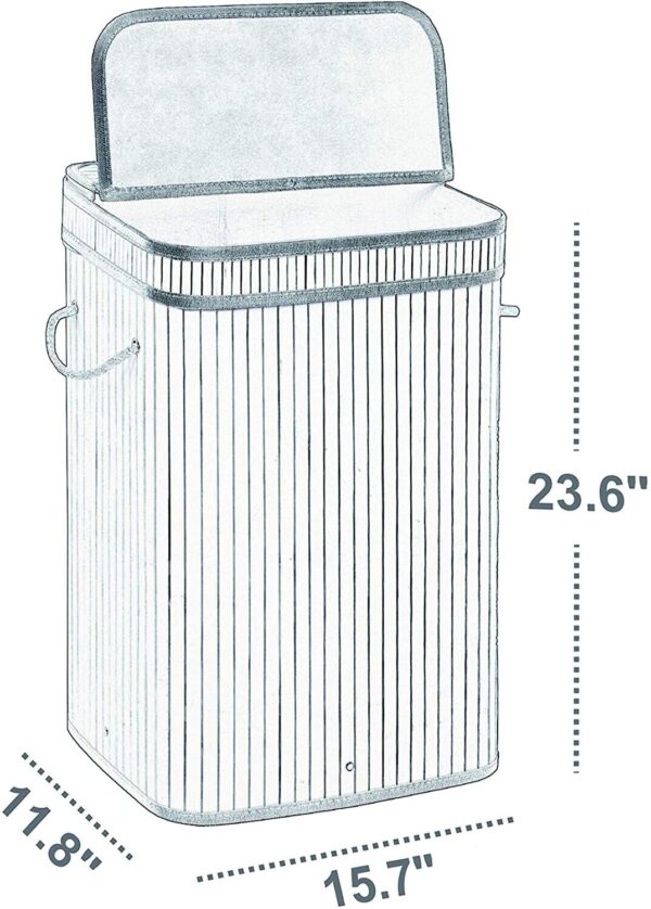 Laundry Hamper with Lid 72L Folding Bamboo Laundry Basket with Removable Liner - Image 6