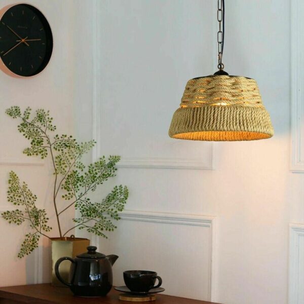 LEDSone Rattan Hemp Rope Ceiling Woven Natural Lampshade Globe Pendant lampshade - Image 2