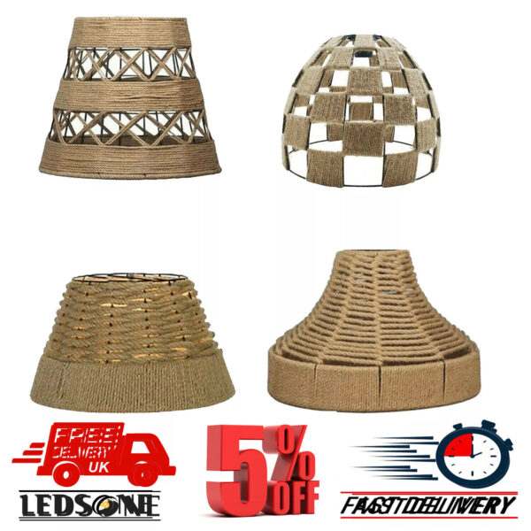 LEDSone Rattan Hemp Rope Ceiling Woven Natural Lampshade Globe Pendant lampshade