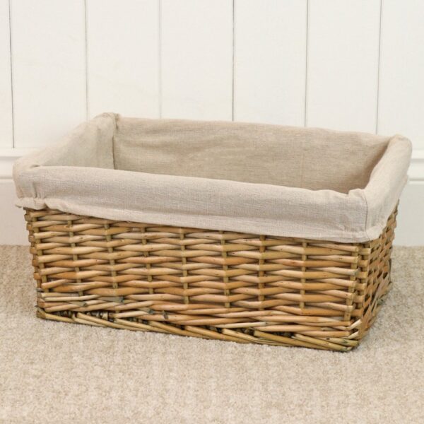 Lightweight Vintage Wicker Lined Storage Basket