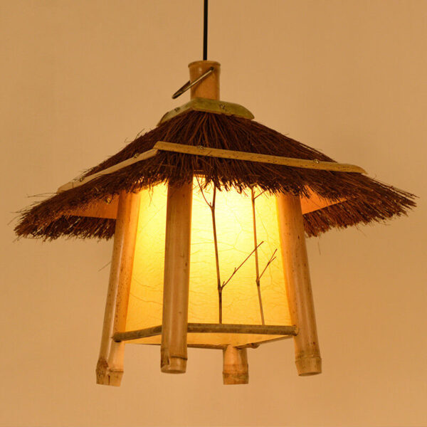 Loft Countryside Bamboo Pendant Lamp Fixture Rattan Hanging Light Chandelier - Image 6