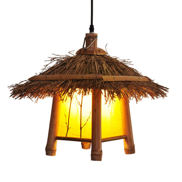 Loft Countryside Bamboo Pendant Lamp Fixture Rattan Hanging Light Chandelier