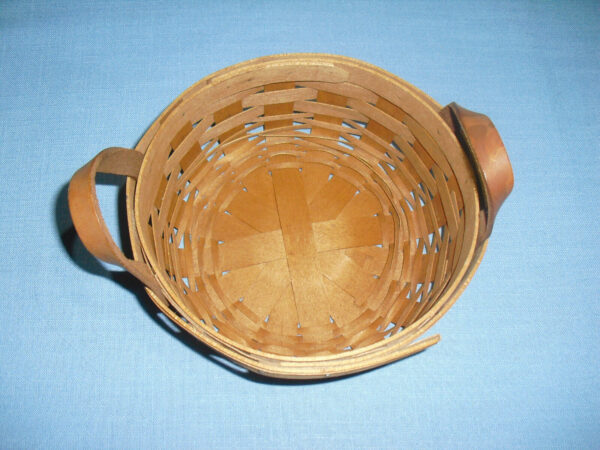 Longaberger 1991 Woven Basket w Leather Handles Signed 6.5 x 3 Garden Splendor - Image 4