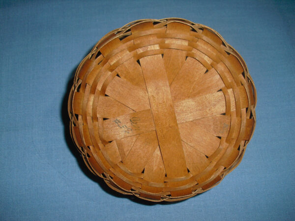 Longaberger 1991 Woven Basket w Leather Handles Signed 6.5 x 3 Garden Splendor - Image 5