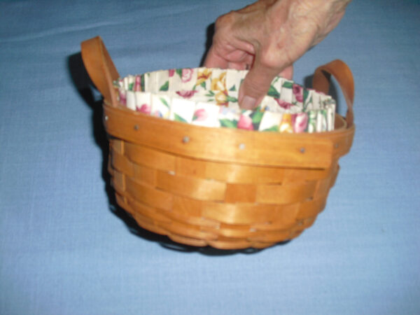 Longaberger 1991 Woven Basket w Leather Handles Signed 6.5 x 3 Garden Splendor - Image 3