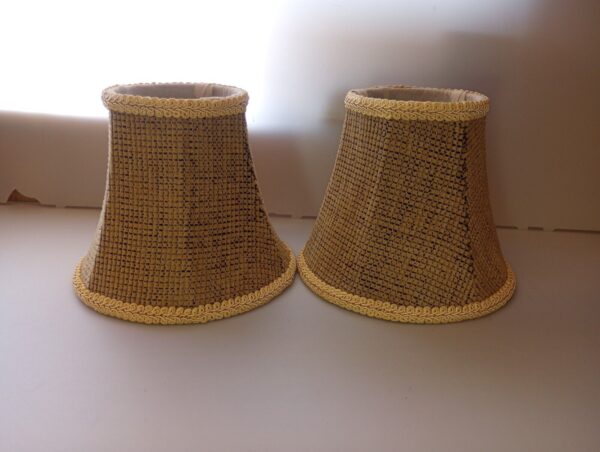 Lot Of 2 Small Brown/Burlap Lamp Shades W Trim Soft Material Fr Shipping - Image 5