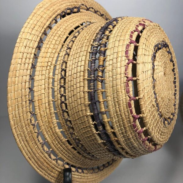 Lot of 3 Hand Woven Basket Shaped Hats For Wall Decor Boho Style Basket Wall - Image 5