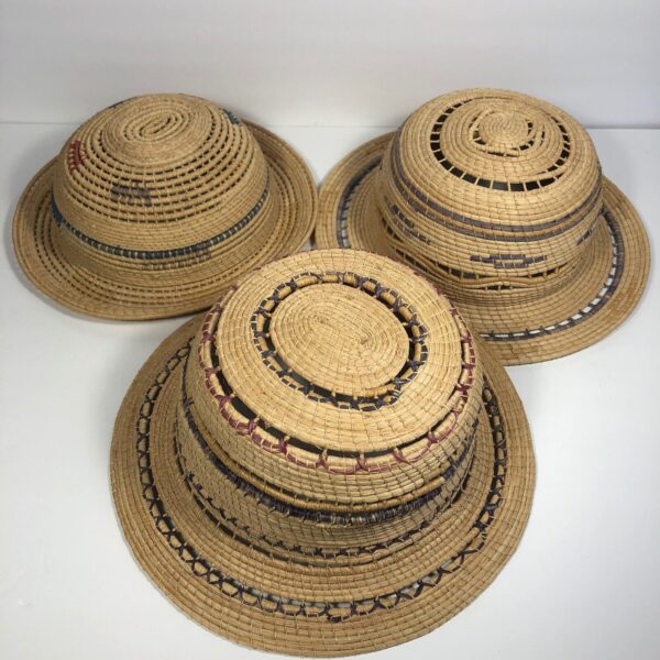 Lot of 3 Hand Woven Basket Shaped Hats For Wall Decor Boho Style Basket Wall