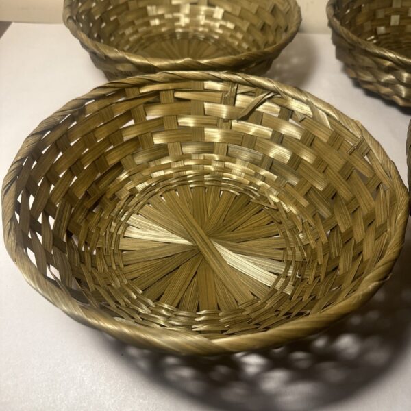 Lot of 4 Bread Baskets, 10" Round Wicker Rattan - Image 2