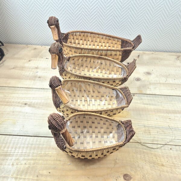 Lot of 4 Vintage Wicker Rattan Duck Woven Basket Small Boho Decor - Image 3