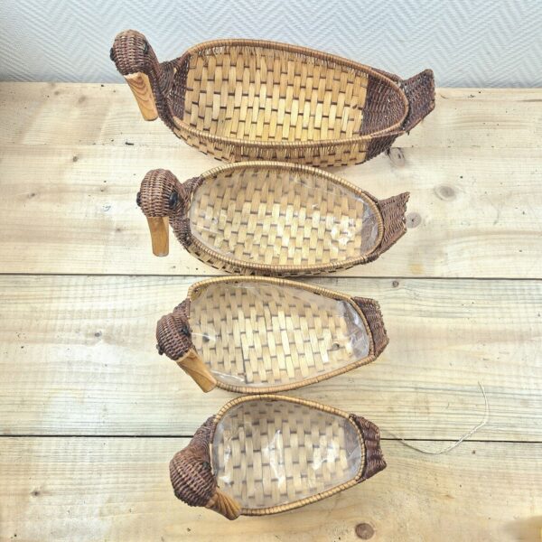 Lot of 4 Vintage Wicker Rattan Duck Woven Basket Small Boho Decor - Image 4