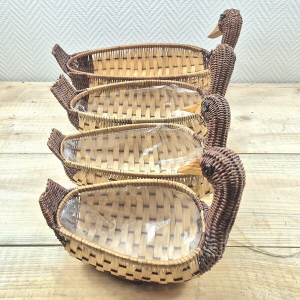 Lot of 4 Vintage Wicker Rattan Duck Woven Basket Small Boho Decor - Image 5