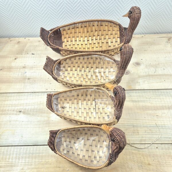 Lot of 4 Vintage Wicker Rattan Duck Woven Basket Small Boho Decor - Image 6