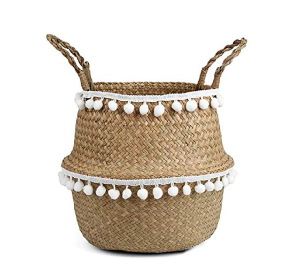 Macrame Boho Wicker Basket Laundry Collapsable Storage Woven Straw Tassel Decor - Image 6