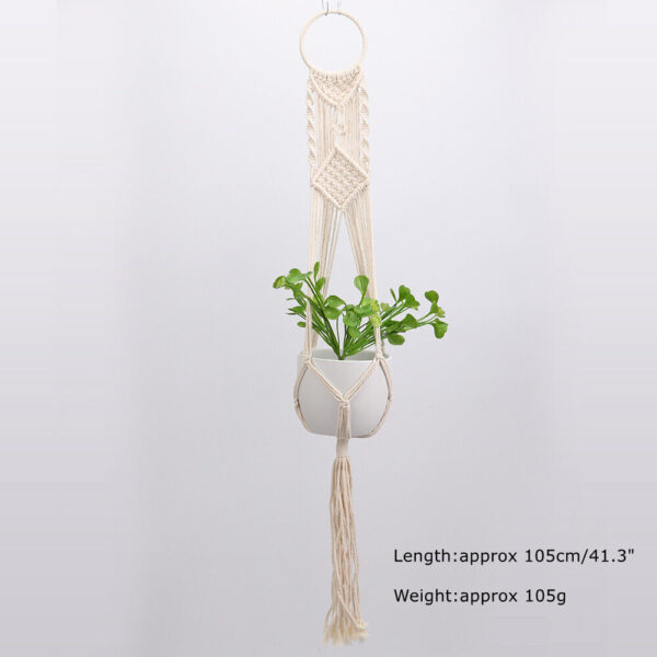 Macrame Hanging Basket Boho Deco Cotton Rope Hanging Basket Flower Pot Plants US - Image 4