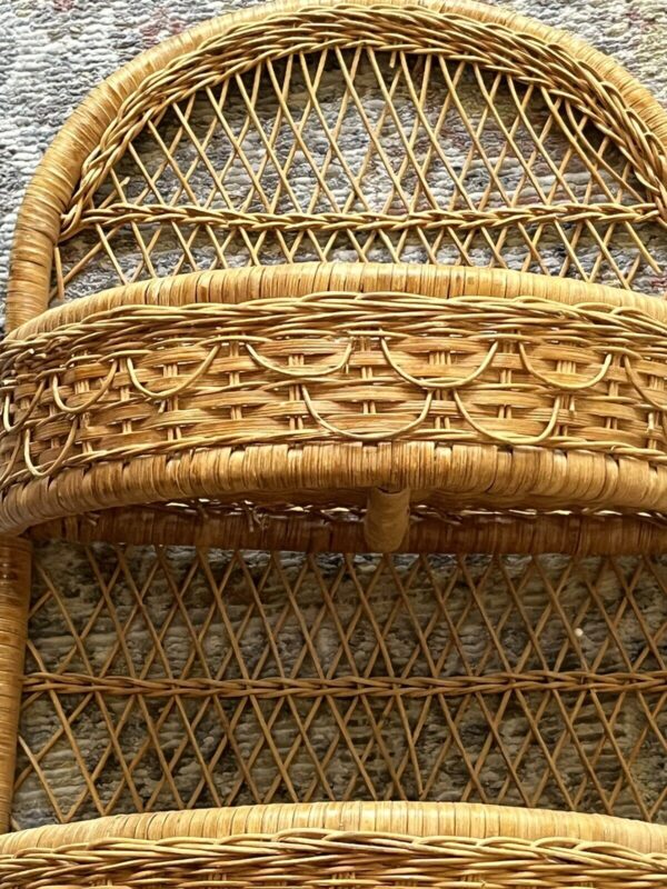 MCM rattan wicker boho wall shelf two basket, kitchen bathroom 22” tall 1970s ? - Image 3