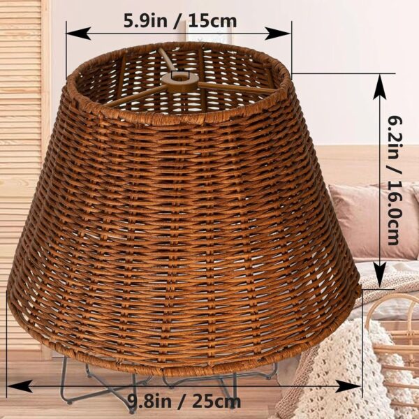 Medium Barrel Rattan Lampshade, Unique Floral Bell Lamp Shade for Table Lamp - Image 3