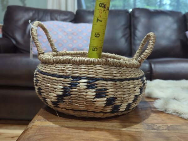 Medium Squatty Boho Seagrass Basket Bohemian Geometric - Image 3