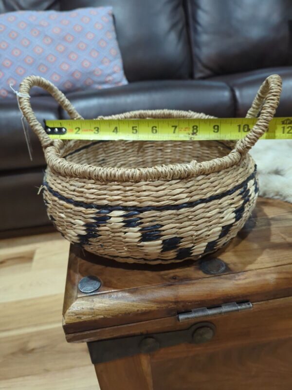 Medium Squatty Boho Seagrass Basket Bohemian Geometric - Image 4