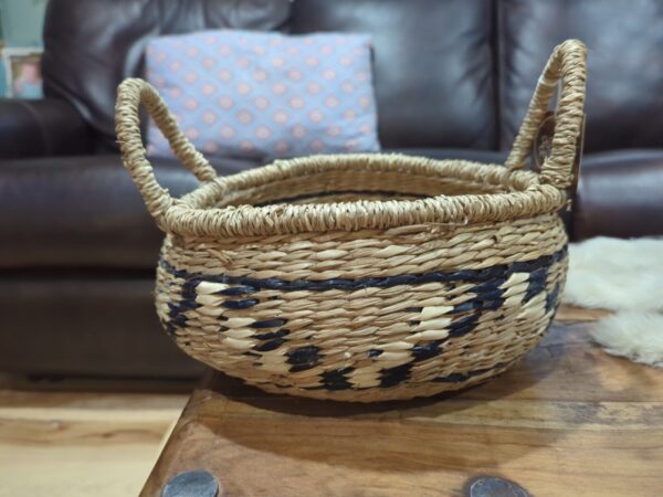 Medium Squatty Boho Seagrass Basket Bohemian Geometric