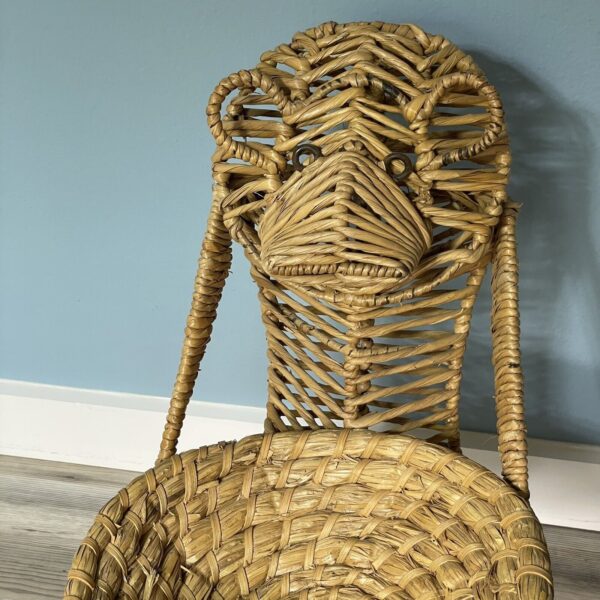 Mid Century Wicker Monkey Rack Basket Woven Boho Natural Vintage MCM Standing - Image 4