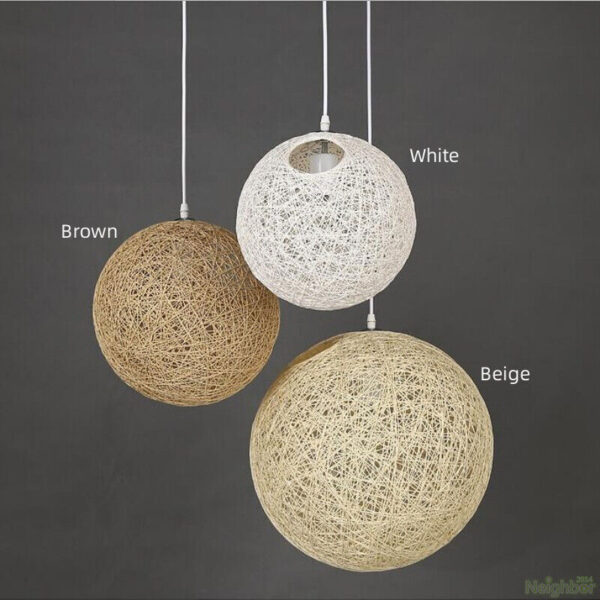 Minimalist Rattan Ball LED Pendant Lamps Chandelier Suspension Hanging Lights - Image 2