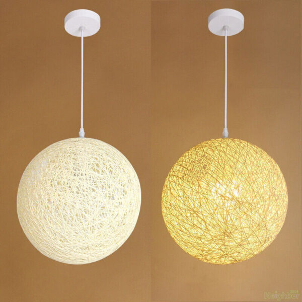 Minimalist Rattan Ball LED Pendant Lamps Chandelier Suspension Hanging Lights - Image 3