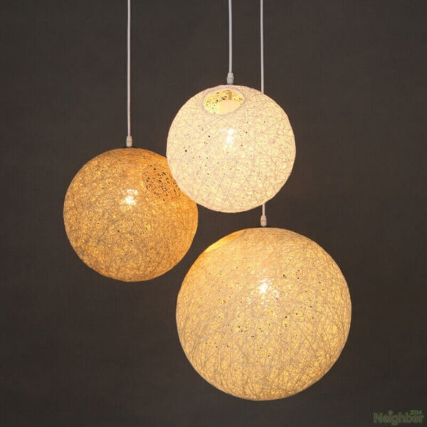 Minimalist Rattan Ball LED Pendant Lamps Chandelier Suspension Hanging Lights