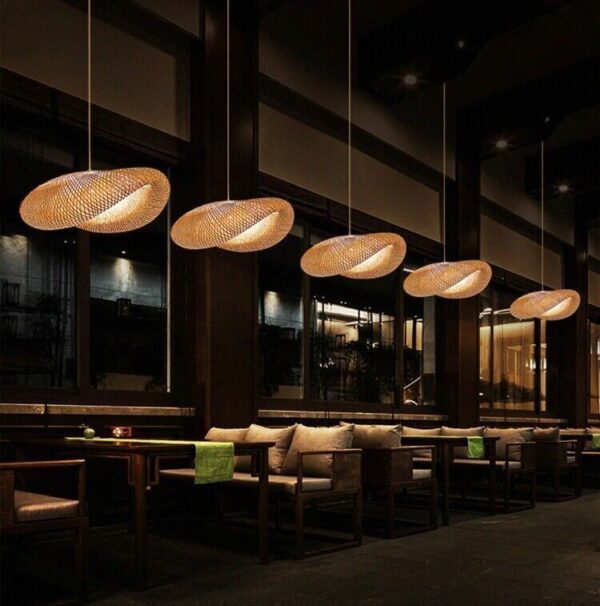 Modern bamboo pendant lights Rattan Shade Bamboo Asian Hanging Ceiling Lamp - Image 2