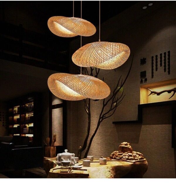 Modern bamboo pendant lights Rattan Shade Bamboo Asian Hanging Ceiling Lamp - Image 3