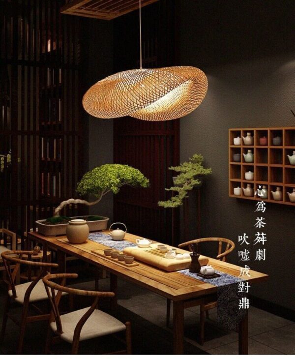 Modern bamboo pendant lights Rattan Shade Bamboo Asian Hanging Ceiling Lamp - Image 4