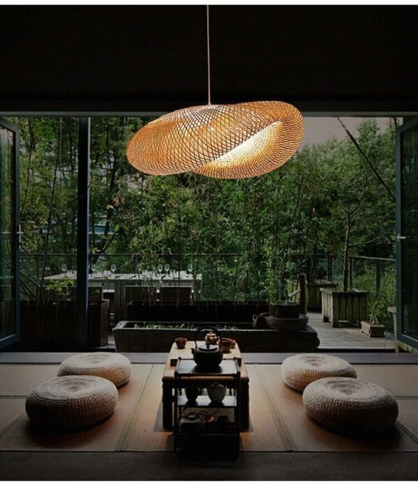 Modern bamboo pendant lights Rattan Shade Bamboo Asian Hanging Ceiling Lamp