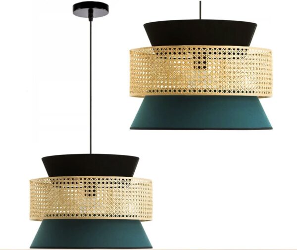 Modern Ceiling Light Fixture Rattan Shade Hanging Pendant Light Home Decor