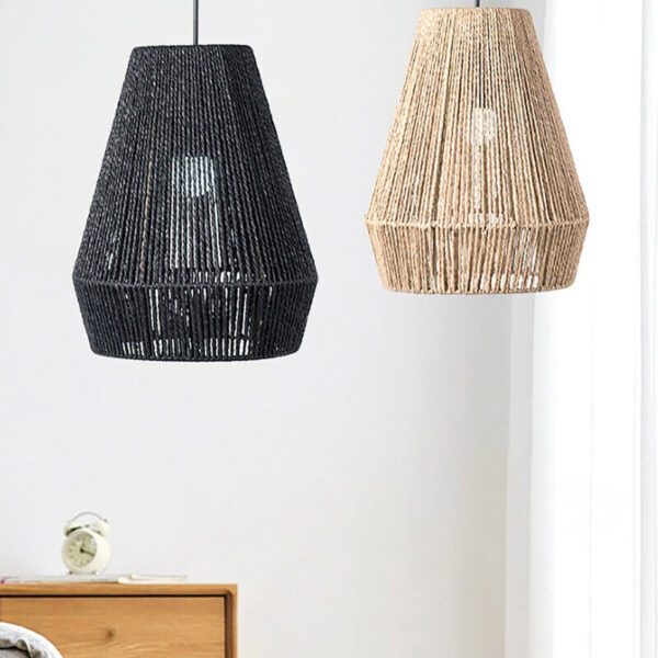 Modern Hanging Lamp Handwoven Rattan Basket Shade For Kitchen Room Hallway - Image 4